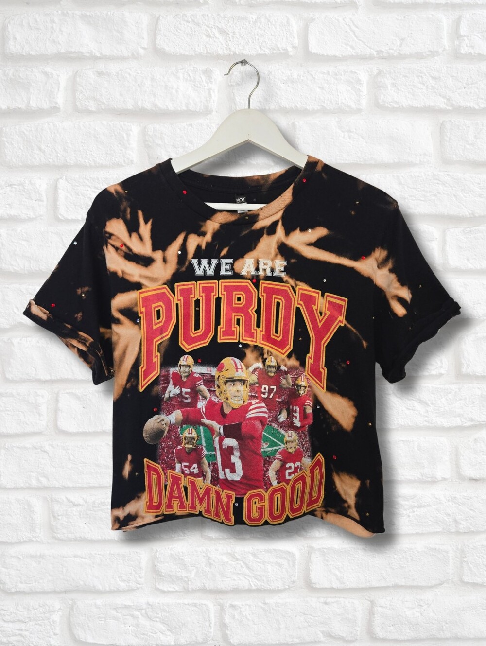 San Francisco 49ers Crop Top W/Rhinestones